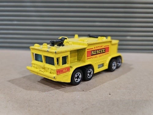 Vintage Hot wheels 1979 Airport rescue fire dept Hong Kong Mattel Yellow Truck