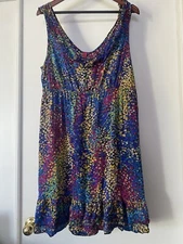 PURE ENERGY BLUE MULTICOLOR RUFFLE ACCENT SUMMER DRESS...WOMENS PLUS SIZE  2