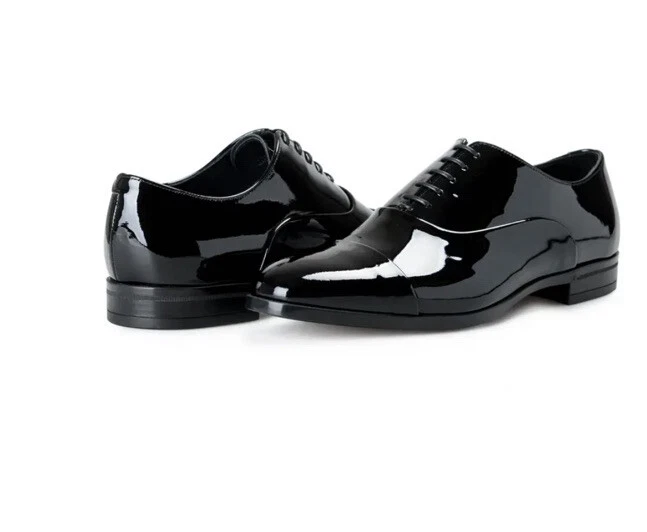 BOSS Black Patent Leather Cap Toe Oxford Dress Shoes Men\'s Tuxedo Formal SZ 11.5 HUGO BOSS Patent Leather Dress Shoes for Men for sale | eBay main image 3