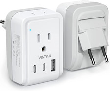  1-Pack European Travel Plug Adapter, Foldable International Power Plug with 2