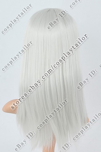 Parrucche dritte 50 cm argento grigio media lunghezza con borchie parrucche resistenti al calore - Foto 6 di 6
