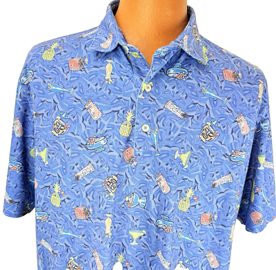 Johnny O Hawaiian Aloha XL Shirt Tiki Drinks Pineapples Cocktails