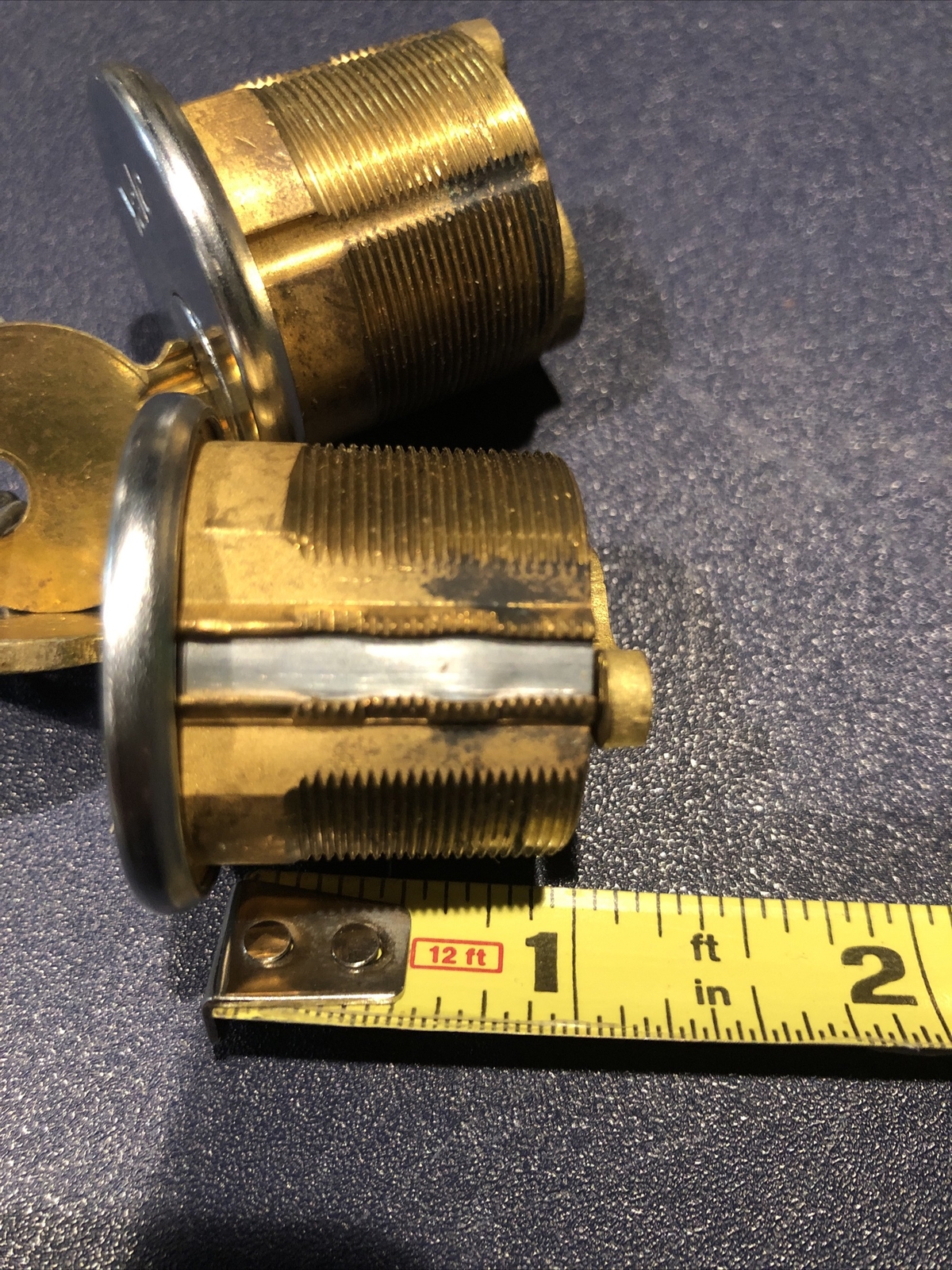 2 YALE 1 Inch Mortise Cylinder Lock New Old Stock NOS Brass 2 Keys