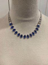 Crystal Necklace Earrings Jewelry Set, Earrings Royal Blue