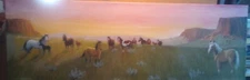 original oil painting western horses  mustangs herd desert range