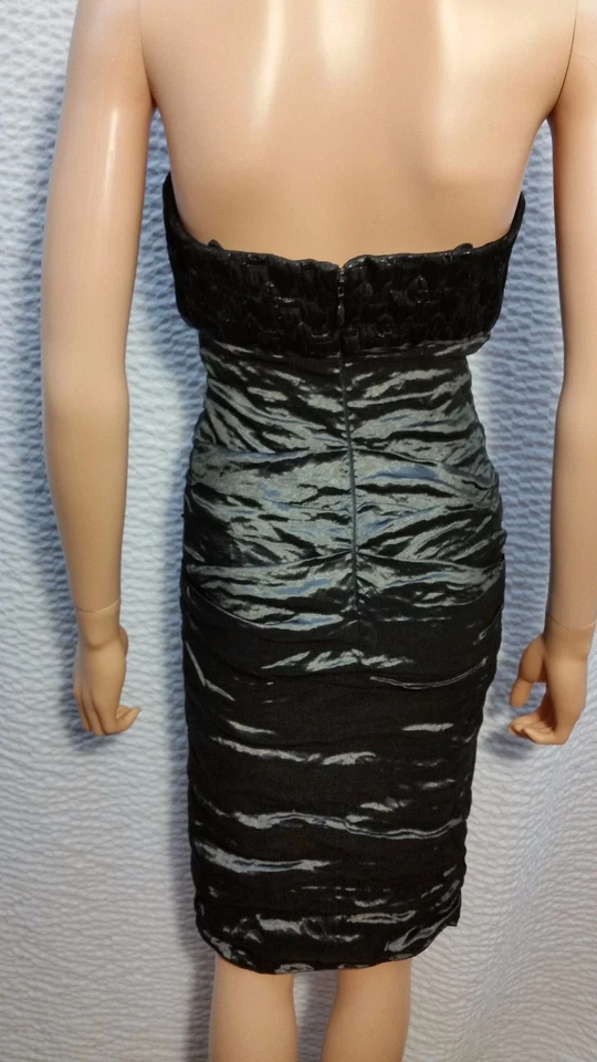 NEW Women Nicole Miller Black Metallic Crinkle Gown Ball Prom Cocktail Dress 8 - Image 4 of 4