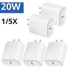1/5Pack 20W USB-C Fast Power Adapter PD Wall Charger US Block For iPhone 13 11 8