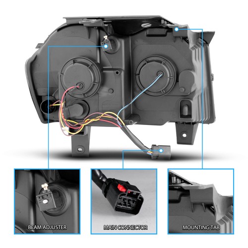 2005 2006 2007 For Jeep Grand Cherokee LED Switchback Black Headlights L+R - Picture 6 of 9