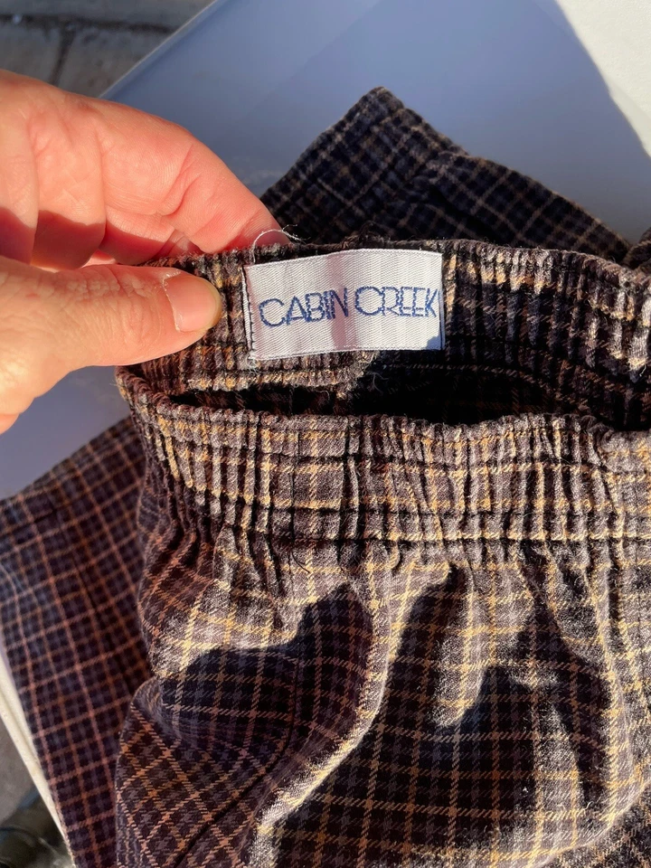 Calça xadrez feminina Cabin Creek pequena 16P puxar cônica nerd padrão cabine vintage - Imagem 4 de 4