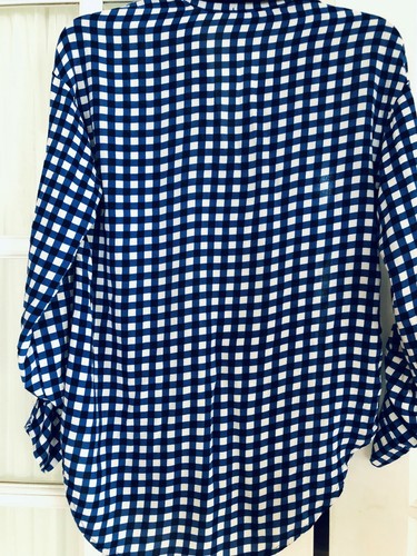 Splendid Women's Long Sleeve Button Down Plaid Rayon Blue & Crimson Shirt Sz S - Picture 3 of 8