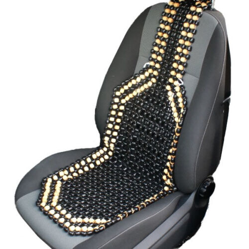 Black & Natural Wooden Bead/Beaded Car/Taxi/Van Front Seat Cover/Cushion - Picture 1 of 2