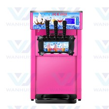 3 Flavors Steel Soft Serve Ice Cream Machine Frozen Yogurt Maker Commercial 220V