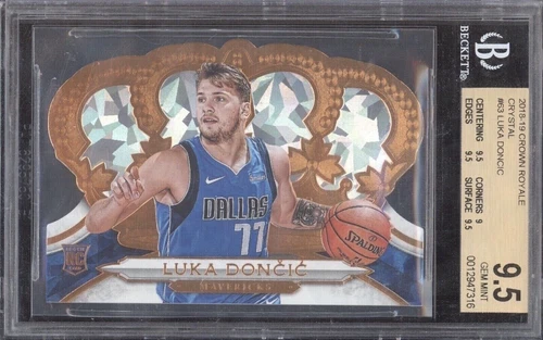 2018-19 Panini Crown Royale Luka Doncic #63 RC Crystal 67/99 GEM MT BGS 9.5