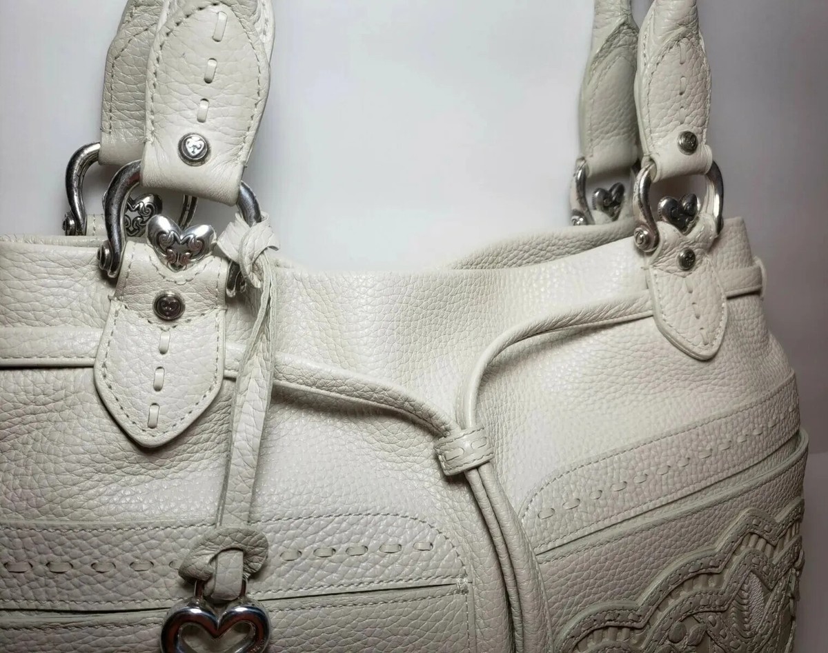 BRIGHTON LOLITA MASTERPIECE COL WHITE 3D EMBROIDERED PURSE