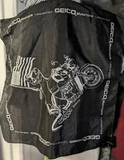 Geico Insurance Black Bandana With Gecko And Motocycle American Flag