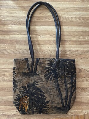 VTG Bueno Tapestry Shoulder Bag Purse Tropical Tiger Palm Trees