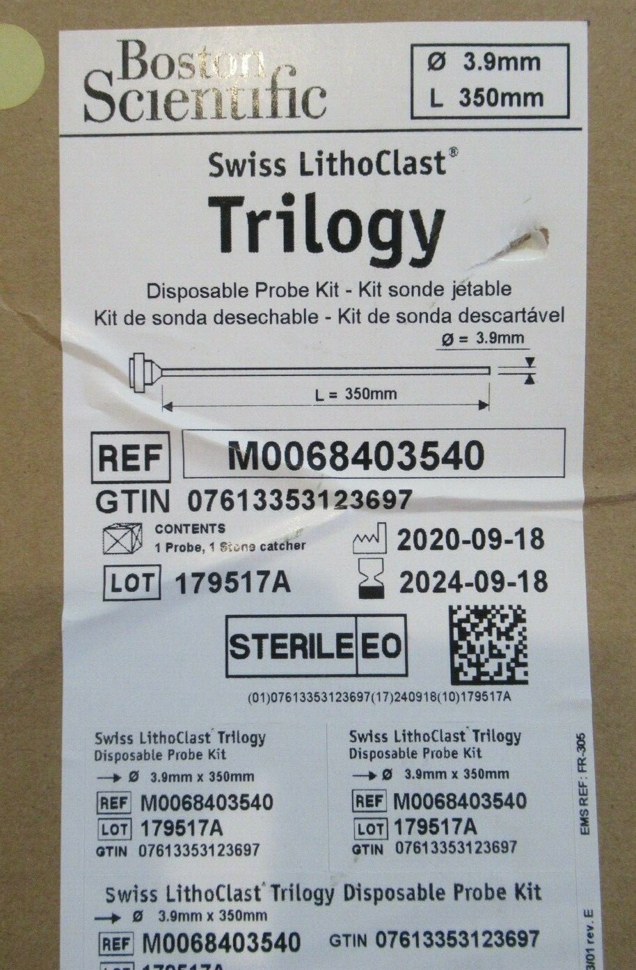 Boston Scientific M0068403540 Swiss LithoClast Disposable Probe  