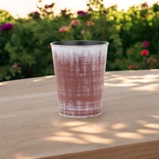 5" Brown and Ivory Textural Tone On Tone Recycled Plastic Indoor Outdoor Roun...