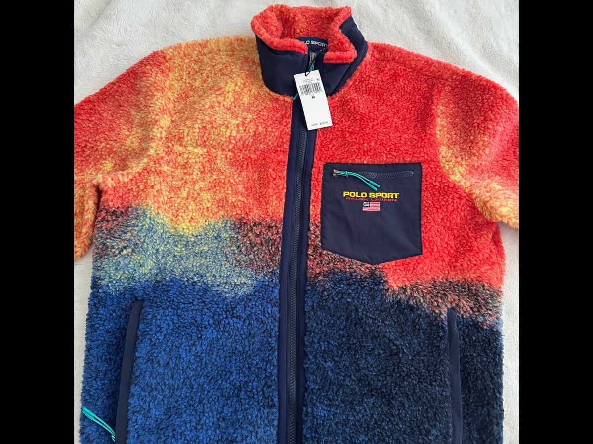New Polo Sport Ralph Lauren Ombré Hi Pile Fleece Jacket Red Rock 