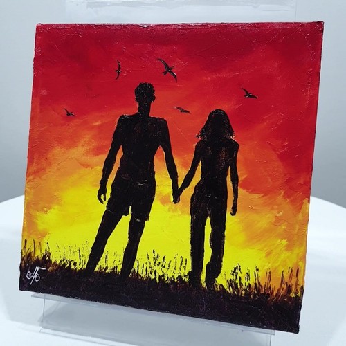Couple Sunset Original Oil Hand Painted Canvas Gift Wall Art Decor Ukrainian Art - Picture 12 of 24