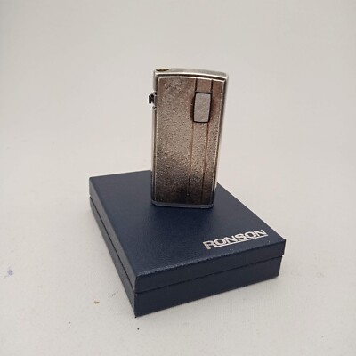 RONSON VARAFLAME Electronic Silver Pocket Lighter With Original 