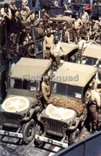 WW2 Picture Photo Jeeps Build-Up US Army Vehicles Before D-Day 8742