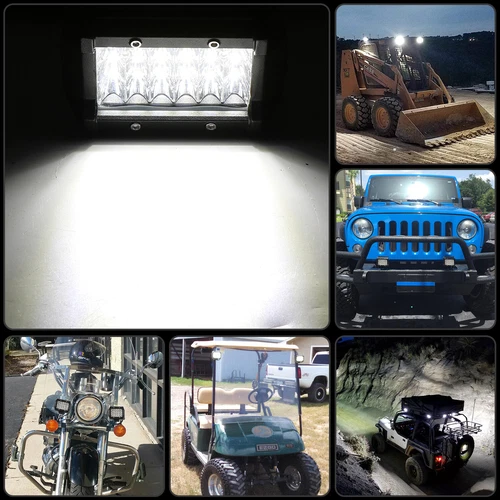 42" Tri-Row LED Light Bar + 4" Pods + Wire Combo Kit for JEEP Wrangler JK Truck - Foto 18 di 24