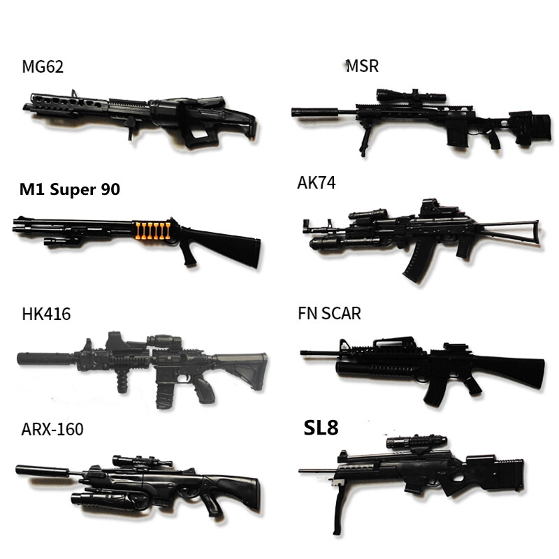 1/6 Scale Mini Gun Model, Plastic, Black,Easy To Assemble,For 12