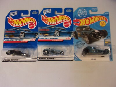 Hot Wheels Factory Fresh MOD ROD + 1999 & 2000 1st Ed TRACK T + DEUCE ROADSTER