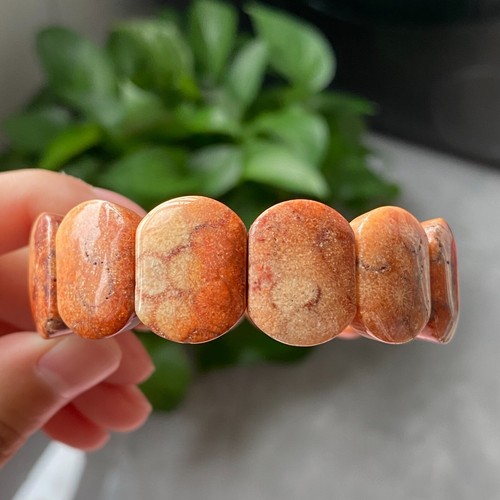 20*6.5mm Natural Orange Jade Coral Quartz Crystal Beads Bracelet AAA C1218 - Picture 5 of 6