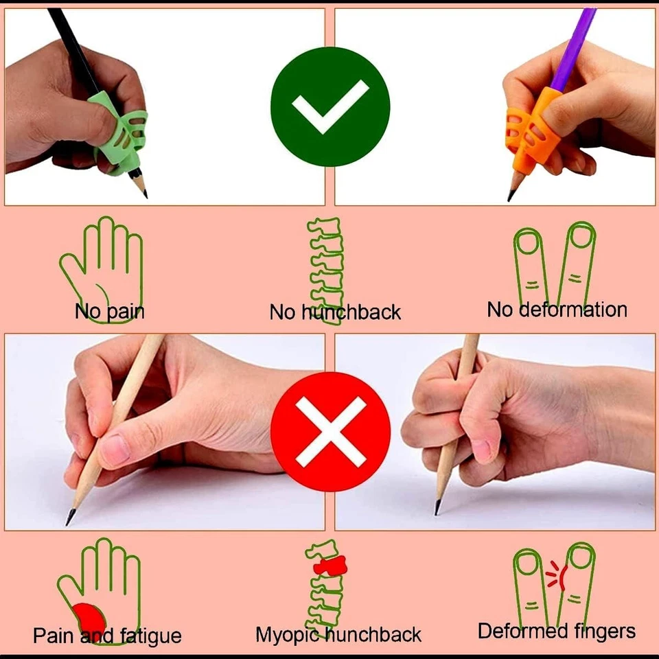 JustBlanks Kids 20 Pcs Handwriting Posture Correction 3 Fingers Pencil Grips - Изображение 3 из 4