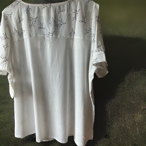 Camicetta NAIF Anthropologie bianca modello origami uccellino manica corta 2X nuova con etichette - Foto 2 di 9