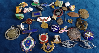 Job Lot Vintage Enamel Badges Pins Etc Inc HM Armed Forces Jerusalem & More