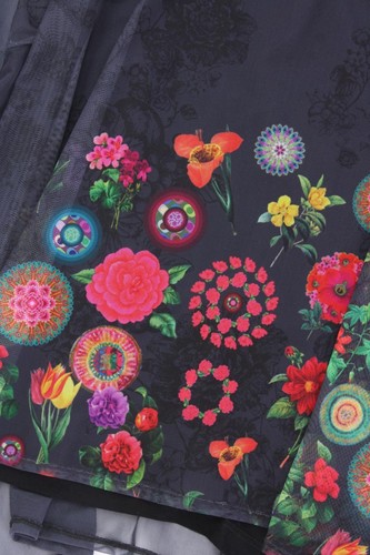 ⭐ Vestido de gasa Desigual Slim para mujer talla 48, XXL con estampado floral gris ⭐ - Imagen 3 de 8