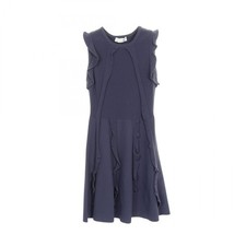 Valentino sleeveless ruffel Dress IBOKD01JIUW Rayon polyester Navy Used Women #M
