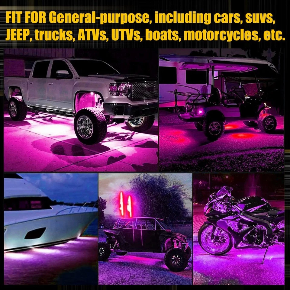 紫色 LED 摇滚灯 100 件大功率适用于吉普越野船卡车 UTV 全地形车 — 第 2/4 张图片