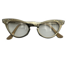 Vintage Bausch & Lomb Aluminum Cat Eye Eyeglass Frames Brushed Gold Tone 4-5 1/4