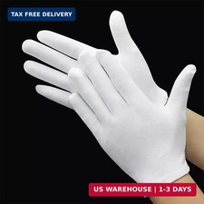 12 Pairs White Cotton Gloves for Eczema Dry Hands Breathable Work Glove Liners M