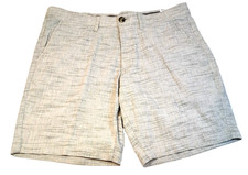 NWT Sonoma Flat Front Men's Shorts Flexwear 9"inseam Beige /Plaid Dressy Casual