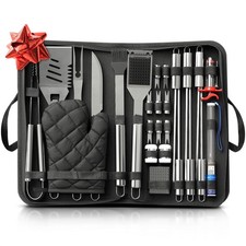27 PCS GRILL SET FOR OUTDOOR GRILL   DURABLE STAINLESS STEEL BARBECUE TOLL SET