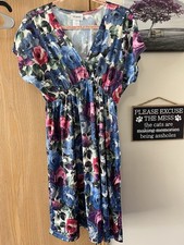 CW Classics Women's Large Floral Print Dress Short Sleeve Knee Length EUC