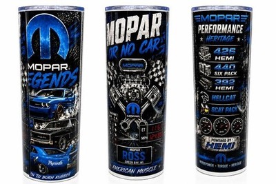 20oz Sublimation White Skinny Tumbler Stainless Steel Insulated, MOPAR, HEMI