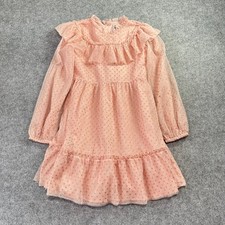 Janie and Jack Girls Size 10 Pink Glitter Dot Tulle Ruffle Dress Prairie Girly