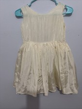 1940/50s Vintage Girls Ivory Satin Slip Lace Trim Tulle Layer Sz 7/8