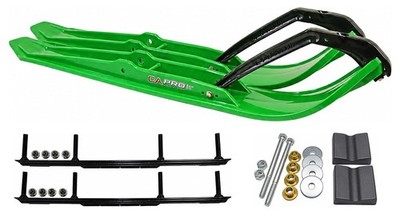 C&A Pro Green XPT Snowmobile Skis w/ 7.5'' Shaper Bars Complete Kit Arctic Cat