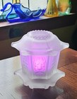 Vtg Indiana Glass Clear Frosted Satin Pagoda Fairy Light Lamp w/Color Tea Light — photo 7