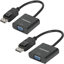 DisplayPort to VGA Adapter 2 Pack Male to Female Computer Monitor