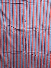 Vintage Flour Sack Fabric Red & Blue Stripes Pattern 1930s 40s Antique 35” x 39”