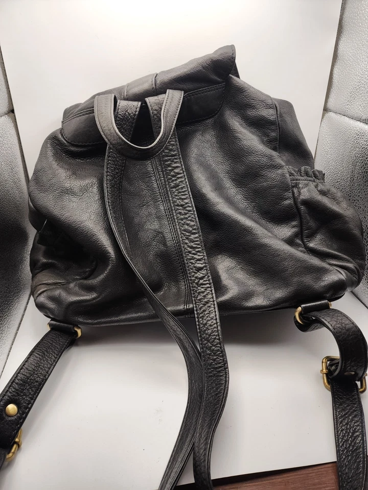 Vintage Sorpresa! Leather Drawstring Women’s Backpack Satchel Bag Black - Image 2 of 4