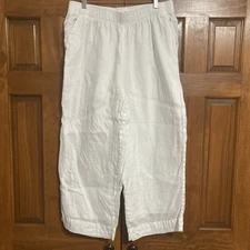 C & C California 100% Linen White Pull On Pants Lined Women’s Sz XL Wide Leg